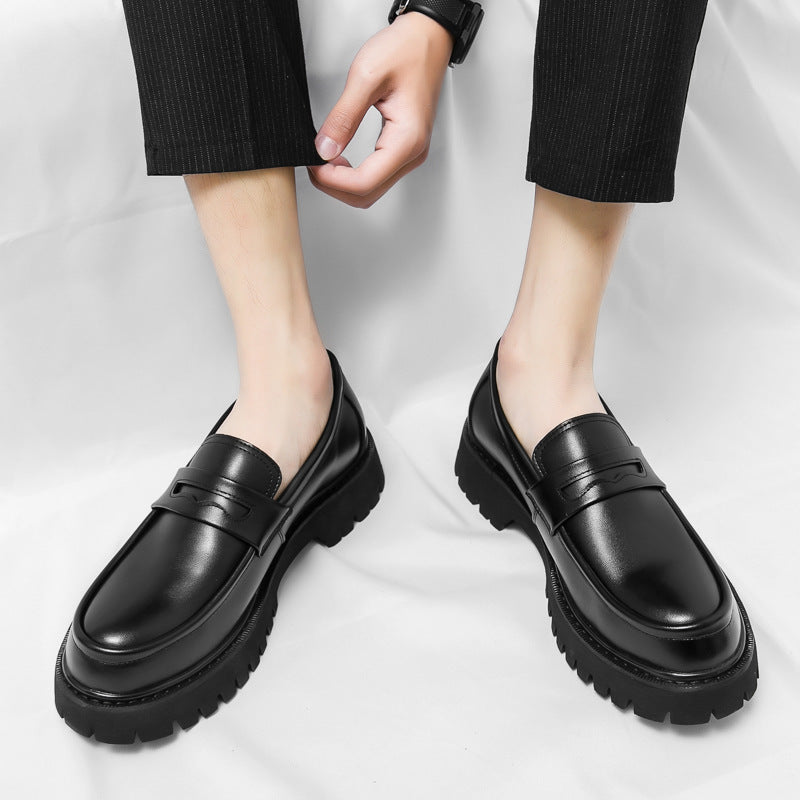 Men's Black Platform Height-Boosting Loafers - Loafer Lane