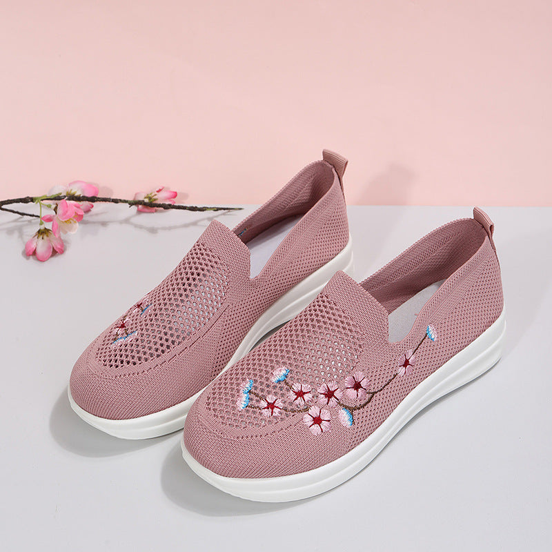 Women’s Flower Embroidery Loafers - Breathable Mesh Flats - Loafer Lane