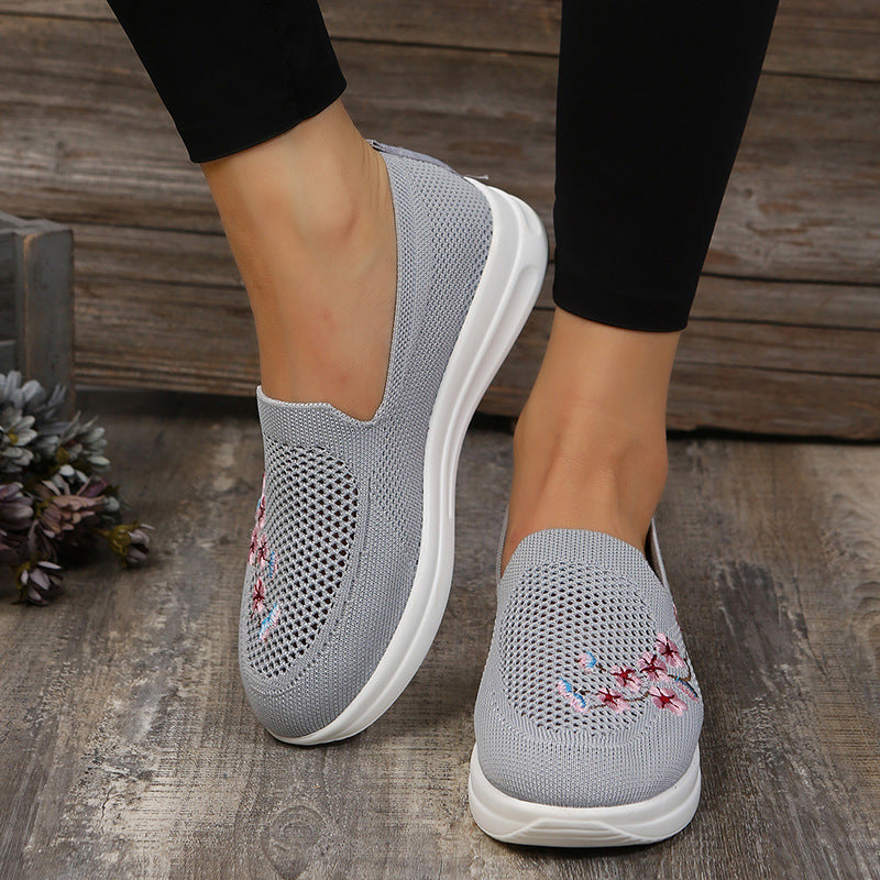 Women’s Flower Embroidery Loafers - Breathable Mesh Flats - Loafer Lane