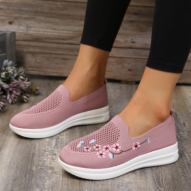 Women’s Flower Embroidery Loafers - Breathable Mesh Flats - Loafer Lane