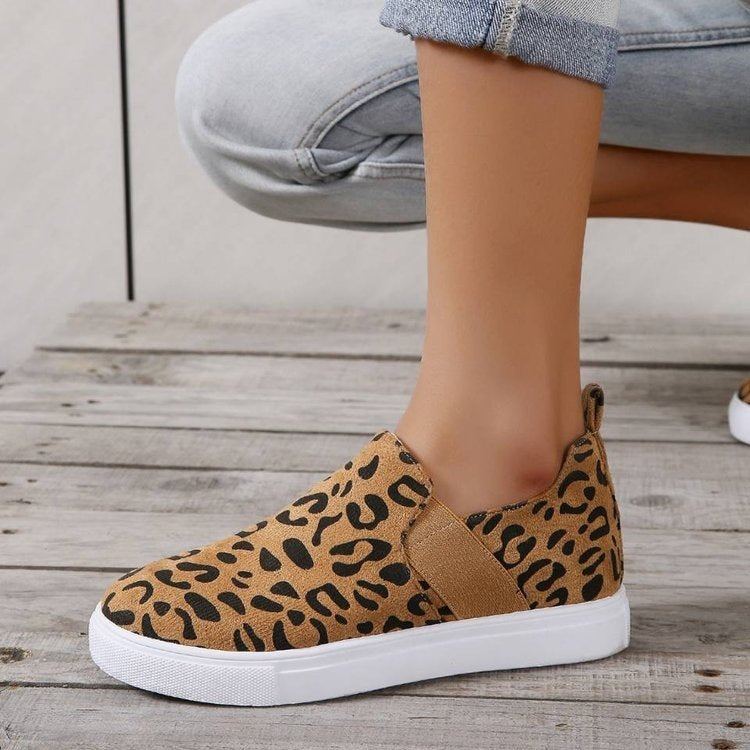 Women’s Leopard Loafers - Casual Elastic Band Flat Shoes - Loafer Lane