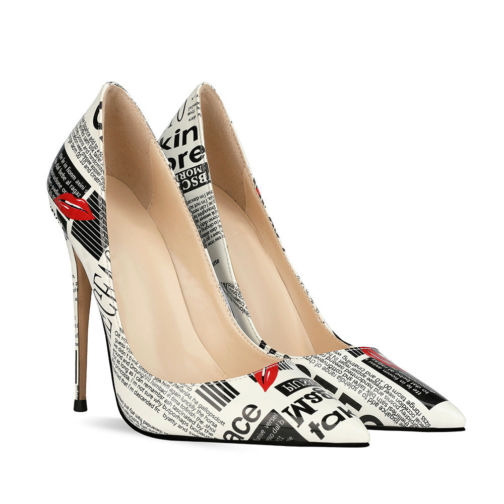 12cm Graffiti Stiletto Heels - Fashion Catwalk Shoes for Women - Loafer Lane