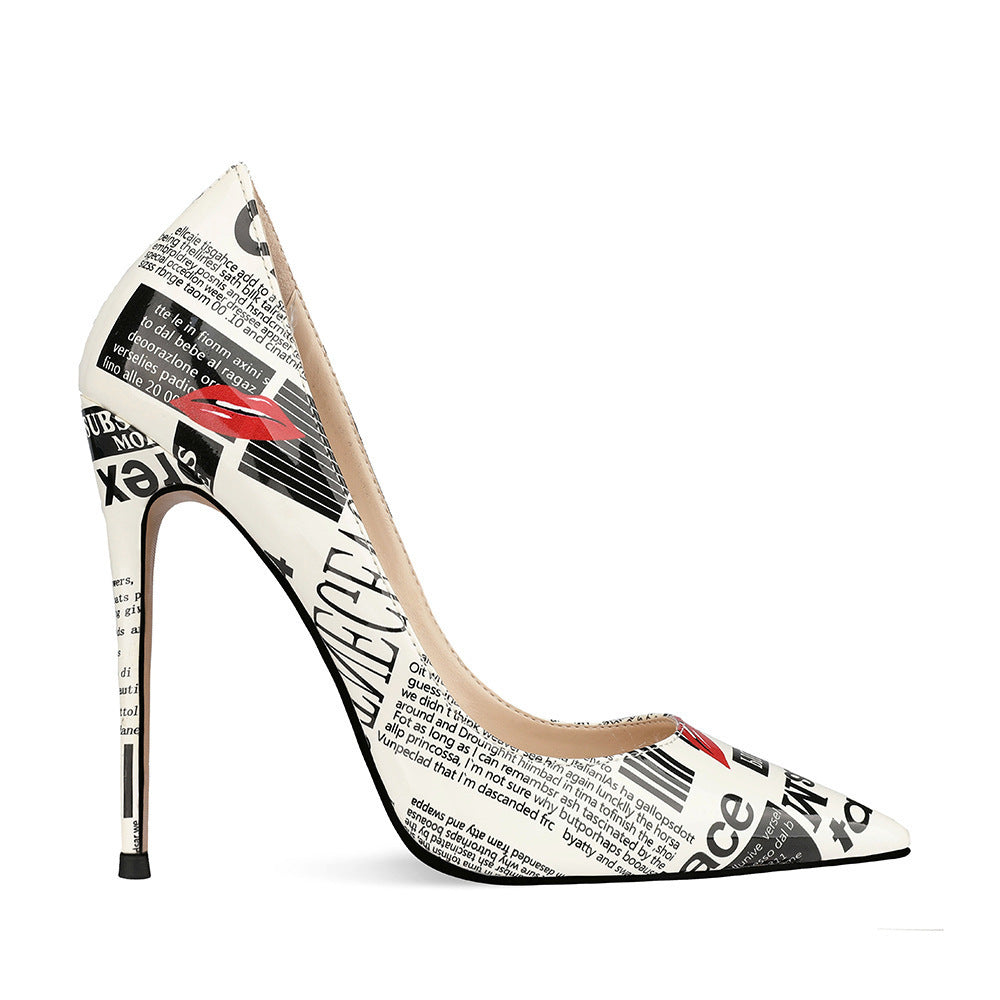 12cm Graffiti Stiletto Heels - Fashion Catwalk Shoes for Women - Loafer Lane