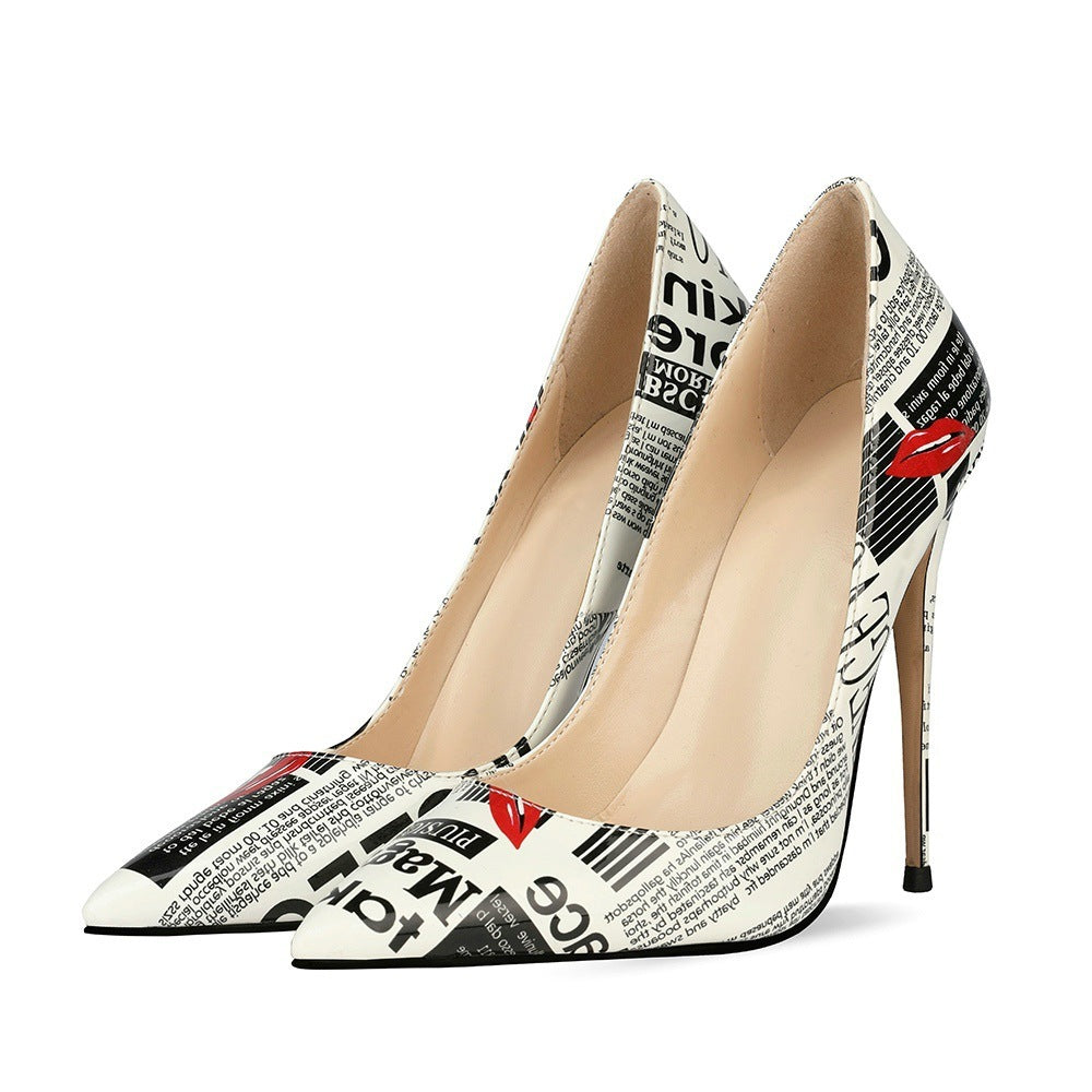 12cm Graffiti Stiletto Heels - Fashion Catwalk Shoes for Women - Loafer Lane