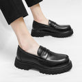 Men's Black Platform Height-Boosting Loafers - Loafer Lane