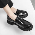 Men's Black Platform Height-Boosting Loafers - Loafer Lane