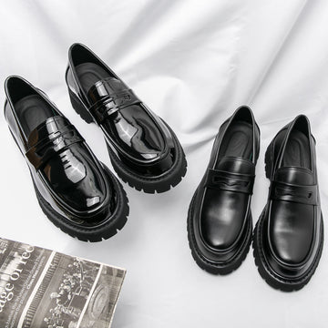 Men's Black Platform Height-Boosting Loafers - Loafer Lane